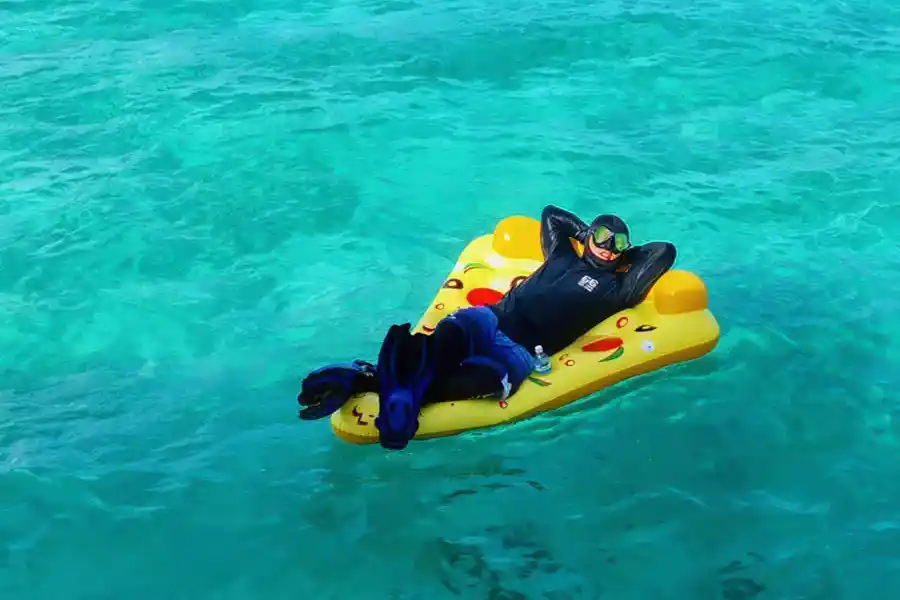 Inflatable water activities at Bubblefish Water Villa