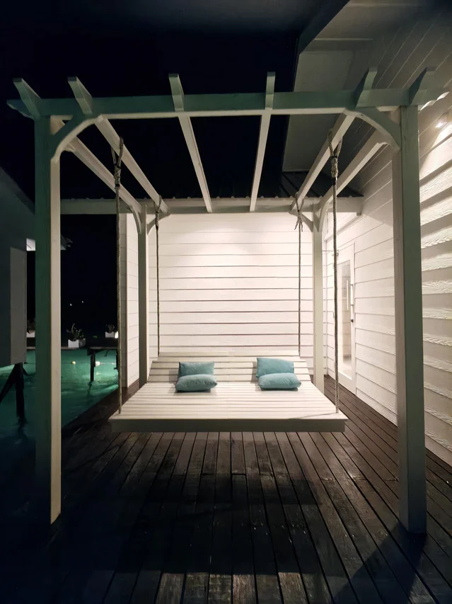 Suspended daybed on night deck, Luxury Villa, Bubblefish Water Villa